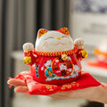 Lucky Cat Ceramic Home Decoration Creative Japanese Style Lucky Cat Small Piggy Bank Shop Opening Activities Gift Wholesale
