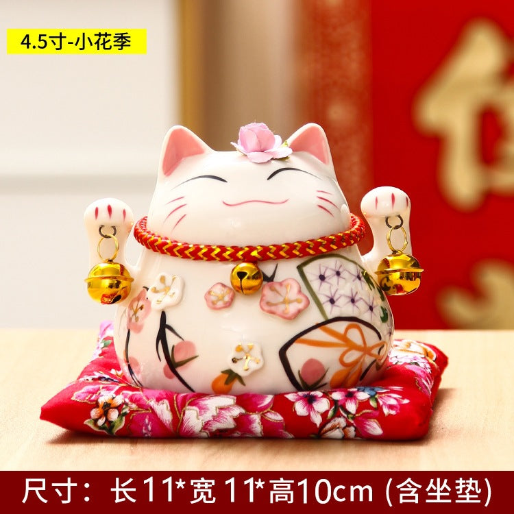 Lucky Cat Ceramic Home Decoration Creative Japanese Style Lucky Cat Small Piggy Bank Shop Opening Activities Gift Wholesale