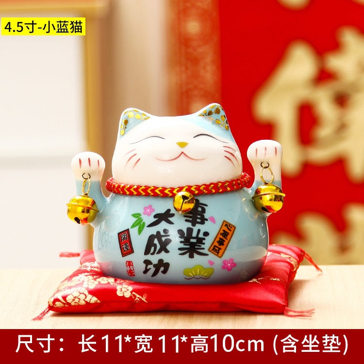 Lucky Cat Ceramic Home Decoration Creative Japanese Style Lucky Cat Small Piggy Bank Shop Opening Activities Gift Wholesale