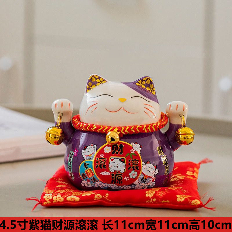 Lucky Cat Ceramic Home Decoration Creative Japanese Style Lucky Cat Small Piggy Bank Shop Opening Activities Gift Wholesale