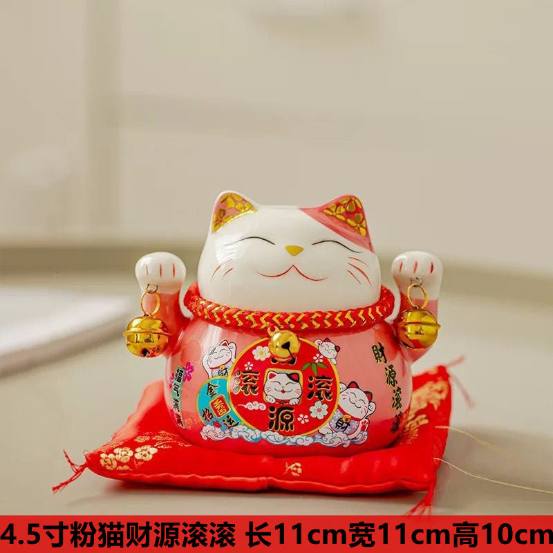 Lucky Cat Ceramic Home Decoration Creative Japanese Style Lucky Cat Small Piggy Bank Shop Opening Activities Gift Wholesale
