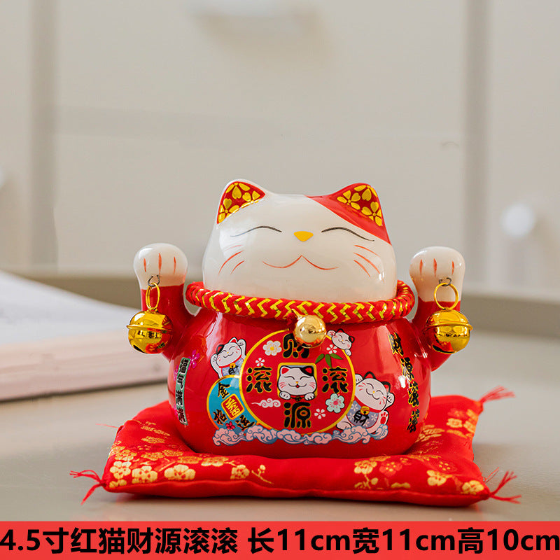 Lucky Cat Ceramic Home Decoration Creative Japanese Style Lucky Cat Small Piggy Bank Shop Opening Activities Gift Wholesale