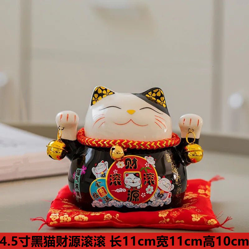 Lucky Cat Ceramic Home Decoration Creative Japanese Style Lucky Cat Small Piggy Bank Shop Opening Activities Gift Wholesale