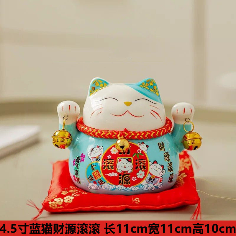 Lucky Cat Ceramic Home Decoration Creative Japanese Style Lucky Cat Small Piggy Bank Shop Opening Activities Gift Wholesale