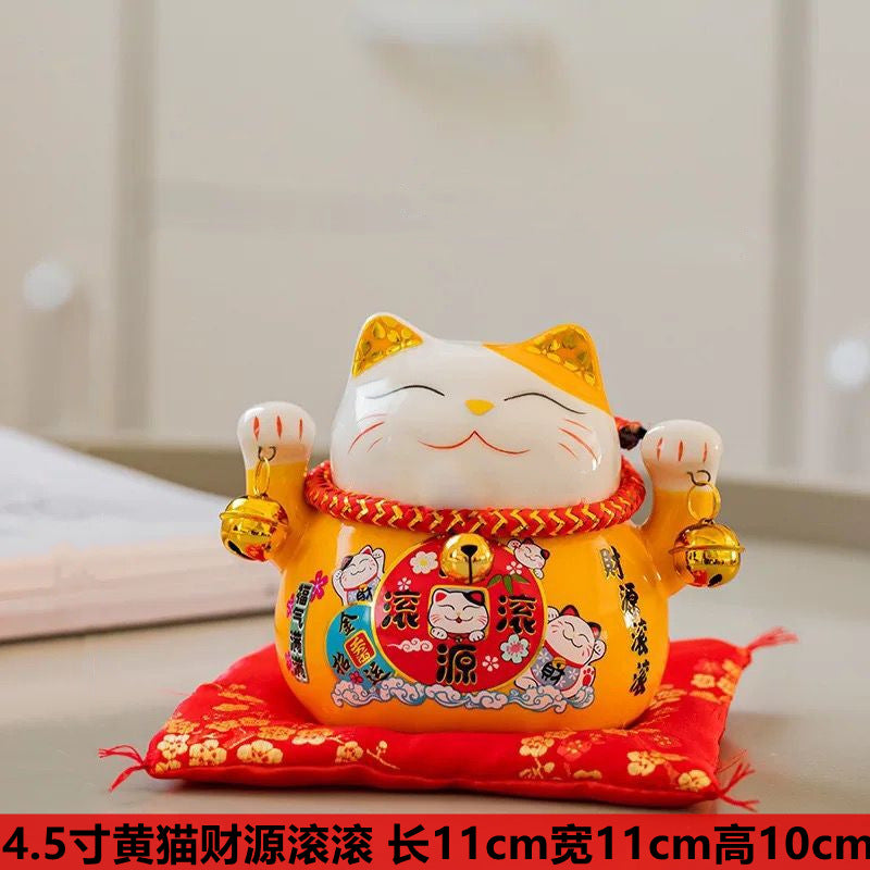 Lucky Cat Ceramic Home Decoration Creative Japanese Style Lucky Cat Small Piggy Bank Shop Opening Activities Gift Wholesale