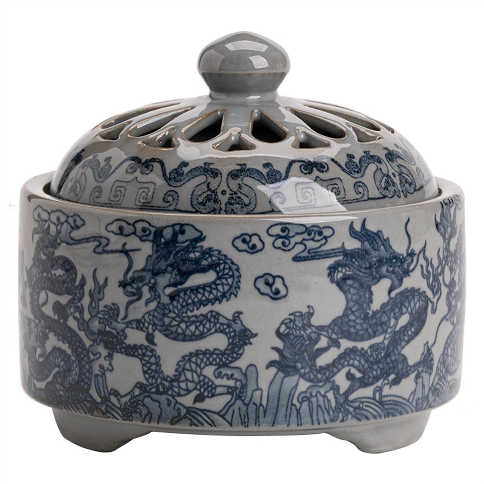 Blue & White Ceramic Garlic Keeper