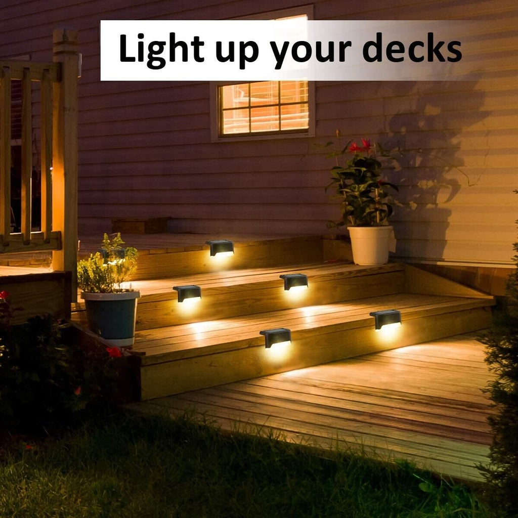 8-Pack Solar LED Deck Lights for Outdoor Waterproof Lighting