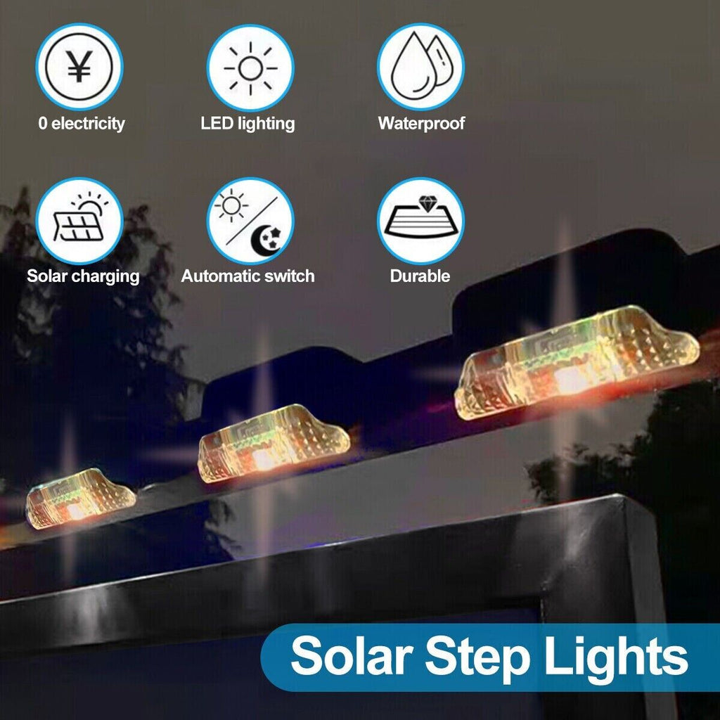 8-Pack Solar LED Deck Lights for Outdoor Waterproof Lighting