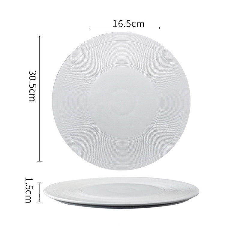 Brushed Gold White Porcelain Western Steak Plate Tray